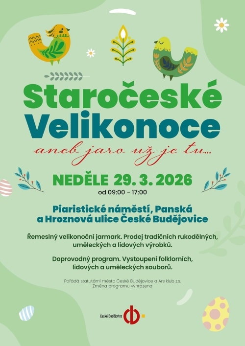 Plakát Velikonoc v Českých Budějovicích.