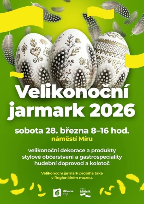 Plakát velikonočního jarmarku v Mělníku.
