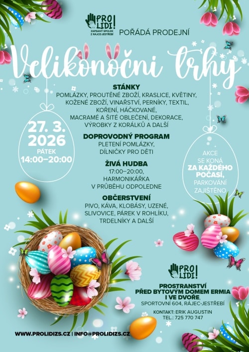 Pozvánka na velikonoční jarmark v Rájci-Jestřebí.
